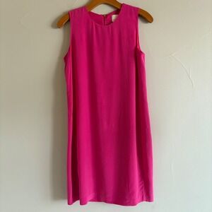 Cynthia Rowley 100% Silk Sleeveless Hot Pink Party Cocktail Mini Shift Dress SZ4